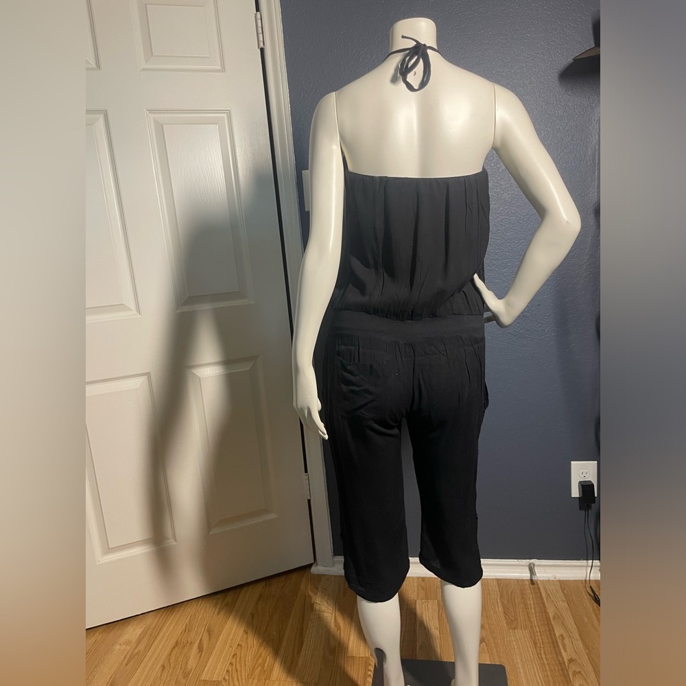 Urban behavior strapless jumpsuit capris black size medium pockets romper casual - Picture 7 of 11